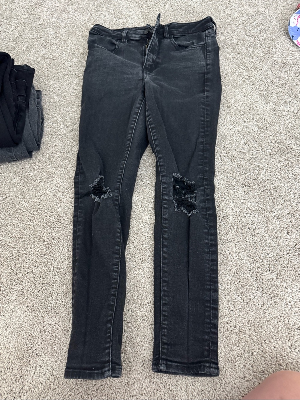 American Eagle Outfitters Black Distressed Skinny Jeans